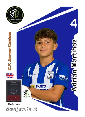 Cromo de Adrián Martínez, dorsal 4, defensa